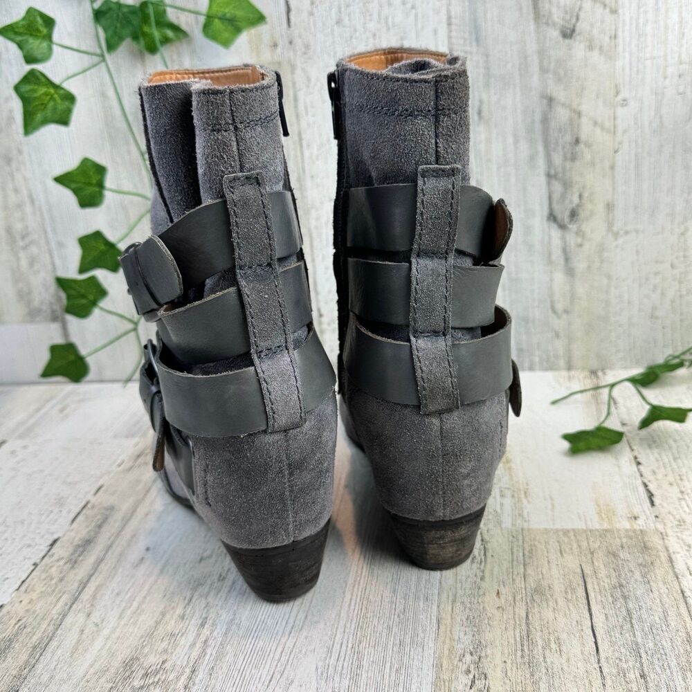 Naya Fisher boots grey suede leather boots with strappy buckle detail size 8.5M - Picture 4 of 7
